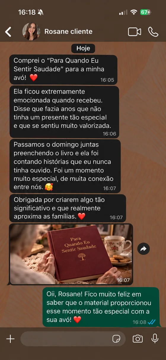 Rosane: minha avó ficou emocionada e passamos o domingo preenchendo o livro juntas