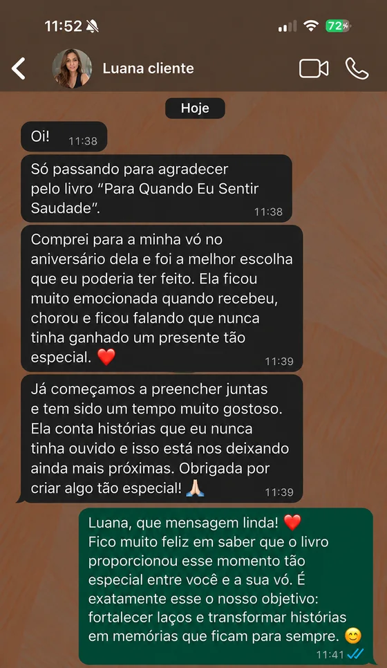 Luana: dei para a minha vó no aniversário, ela chorou e estamos preenchendo juntas