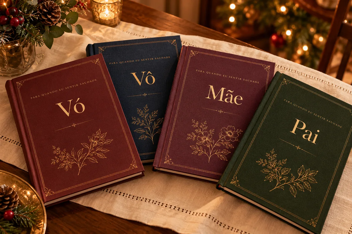 Os 4 livros: Vó, Vô, Mãe e Pai